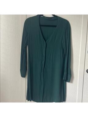 Madewell Size S Green Button Front Midi Dress Long Sleeve Tunic Shirt Dress